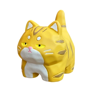 Cartoon ginger tabby cat resin figurine with grumpy face for home and car desk decor