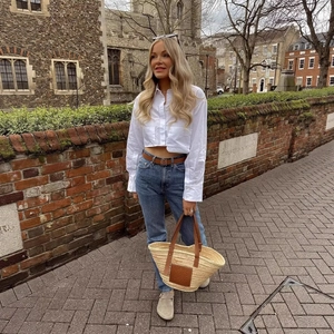 Women's Fashion Cropped Polyester Shirt Long Sleeve Solid Color Blouse Casual Button Down Top With Pockets Daily Streetwear