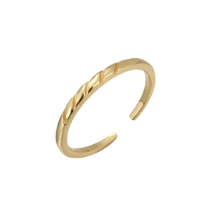 Minimalist S925 sterling silver open toe ring with luxury golden twisted pattern
