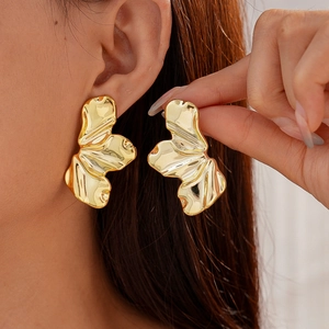Irregular Wavy Leaf Stud Earrings With 925 Sterling Silver Earring Post Lightweight Plated Acrylic Modern Fashion For Women