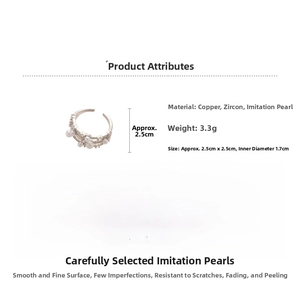 Detail view showing dimensions of a pearl zircon multi-layer ring with 1.7cm inner diameter