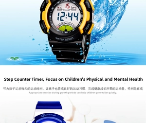 Waterproof digital sports watch for girls with backlight and dual-color silicone strap