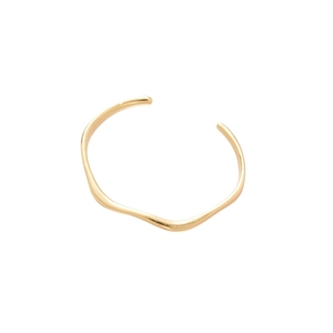 Polished 18k gold plated wave-shaped open bangle featuring a geometric minimalist design
