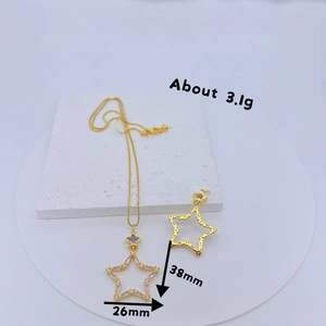Goldener Tarotstern-Anhänger mit dem bösen Blick und Zirkonia-Einlage für Damen
