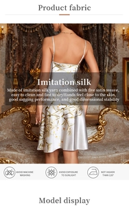 Detail view of white floral silk satin slip dress with thin straps and open back