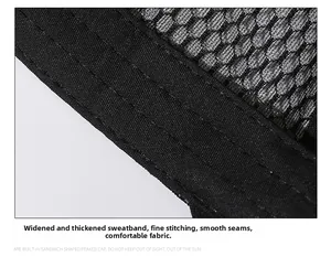 Macro detail of breathable mesh fabric and reinforced sweatband on black baseball cap