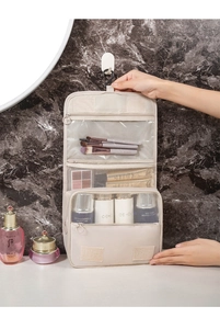 Trousse de toilette suspendue grande capacité, organisateur de voyage étanche et pliable.