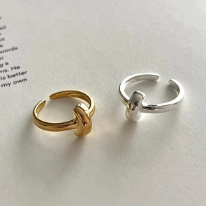 925 Sterling Silver Knot Ring Minimalist Twisted Adjustable Open Band Jewelry For Women 18K Gold Plated Geometric