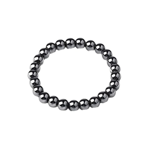 8mm Hämatit Perlenarmband für Herren mit metallischem Glanz und elastischem Band