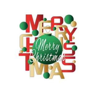 Christmas bauble wall sticker with layered Merry Christmas typography on white background