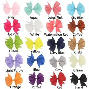 20-color set of grosgrain ribbon bow hair clips for baby girls in various fashion vibrant shades