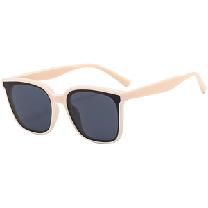 Lunettes de soleil carrées minimalistes rose nude avec verres gris anti-UV