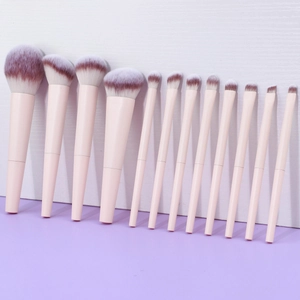 Makeup Brushes Synthetic Fiber Bristles Plastic Grip Aluminum Ferrule Professional Beauty Tools For Face And Eye Application