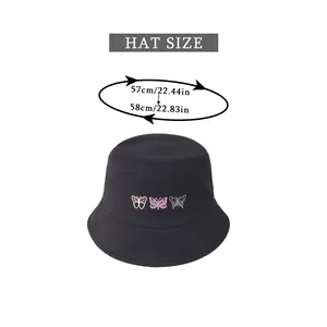 Size chart showing head circumference measurement 57-58cm for embroidered bucket hat