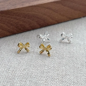 Bow Stud Earrings For Women With 925 Sterling Silver Earring Post Simple Minimalist Polished Elegant French Style Trendy