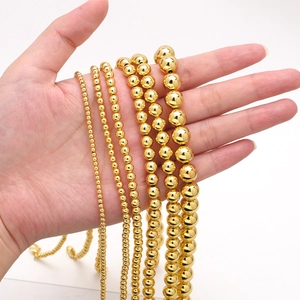 Round Bead Chain Necklace 18K Gold Plated Copper Ball Choker Hip Hop Style Clavicle Jewelry For Women Men