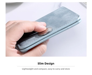 Slim credit card wallet side view showing ultra-thin profile compared to a coin