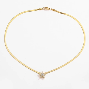 Gold-plated star pendant necklace with cubic zirconia on a minimalist snake chain