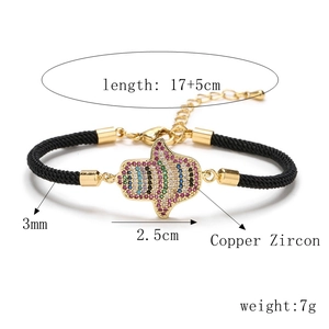 Macro view of adjustable evil eye bracelet with dimensions 17+5cm and copper zircon detail
