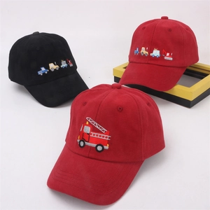 Kids Baseball Cap Cotton Embroidery Engineering Vehicle Fire Truck Cartoon Sun Hat For Toddler Boys Girls Adjustable