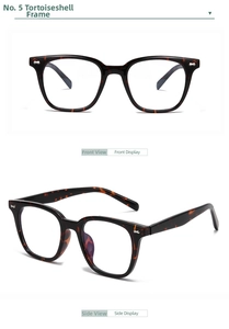 Vista detallada frontal y lateral de monturas de gafas cuadradas de acetato de carey moteado
