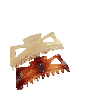 French minimalist 14cm large hair claw clips in cream white and amber brown resin