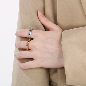 Elegant 18K gold and silver stainless steel rings with sparkling cubic zirconia inlay