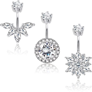 Stainless Steel Zirconia Belly Rings Flower Crown Design Navel Piercing Jewelry Hypoallergenic Body Jewelry For Women