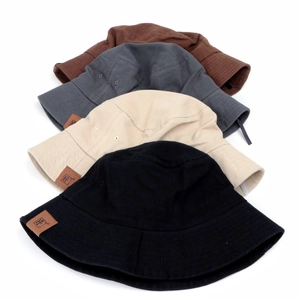 Damen Fischerhut aus Twill-Baumwolle in vier Farben mit Leder-Logo für Sonnenschutz