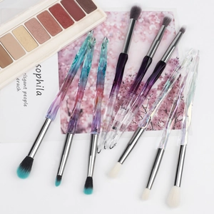 Professional Eye Makeup Brushes Iridescent Crystal Acrylic Handle Soft Synthetic Fiber Bristles For Eyeshadow Blending