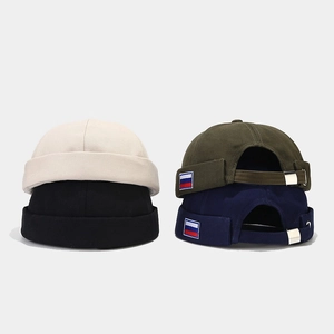 Docker Hat Brimless Cotton Adjustable Metal Buckle Russian Flag Patch Streetwear Hip Hop Retro Miki Hat