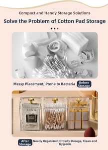 Detailed comparison showing acrylic makeup organizer set with gold flower handles for vanity
