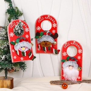 Christmas door hangers with Santa, Reindeer, and Snowman in festive 3D felt design