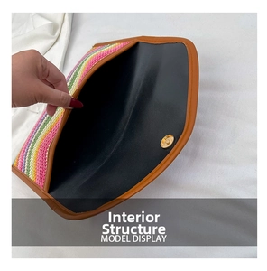 Detail showing the internal structure with magnetic closure of the woven envelope bag
