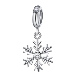 925 Sterling Silber Schneeflocke Anhänger Charm Mit Strass Zierlicher Winter Schmuck Zubehör Für DIY Armband Halskette Damen