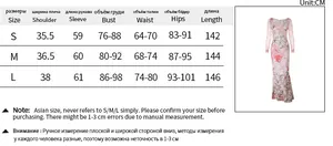 Detailed size chart in CM for floral lace patchwork long sleeve slim fit maxi dress