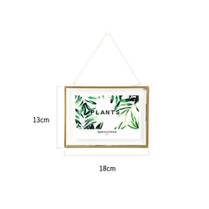 Gold brass hanging glass photo frame with metal chain for Nordic wall decor 18x13cm