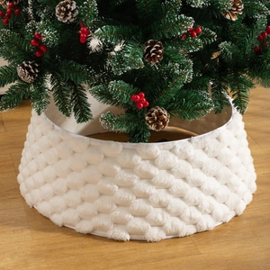 Collier de sapin de Noël en peluche blanche avec motif texturé pour décoration