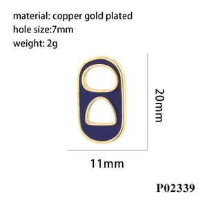 Detailed technical diagram showing dimensions of a blue enamel soda tab charm pendant