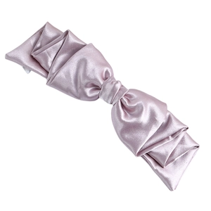 Elegant mauve satin bow hair clip for women with a glossy finish on white background