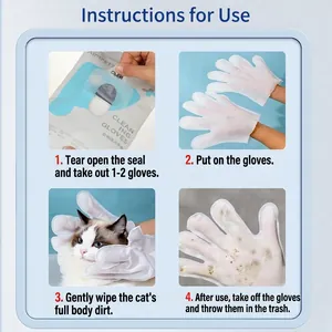 Disposable pet cleaning gloves made of thick non-woven fabric for cats and dogs