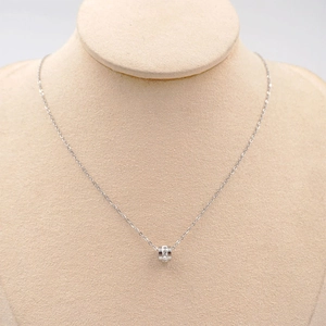 Minimalist silver-tone titanium steel necklace with triple-stone cylinder pendant