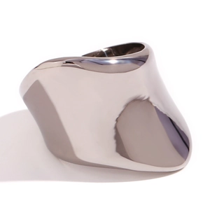 Minimalist 18K silver plated stainless steel ring with abstract geometric design