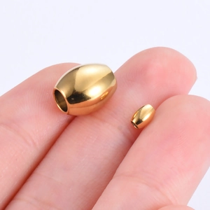 Perles ovales dorées en acier inoxydable en deux tailles pour bijoux DIY