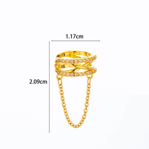 Macro shot showing dimensions 1.17cm width and 2.09cm height of the butterfly ear cuff
