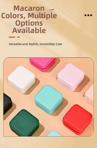 Mini velvet travel jewelry box with zipper closure in various macaron colors