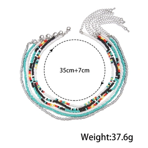 Bohemian colorful seed bead multilayer necklace set with 7 strands and lobster clasp