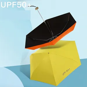 Paraguas plano de bolsillo con protección UPF50+ en colores amarillo y naranja