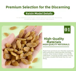 Macro detail of high-fidelity PVC resin faux raisins for bakery props and food photography