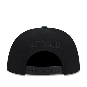 Black and green sports baseball cap with Legend embroidery and adjustable snapback closure
